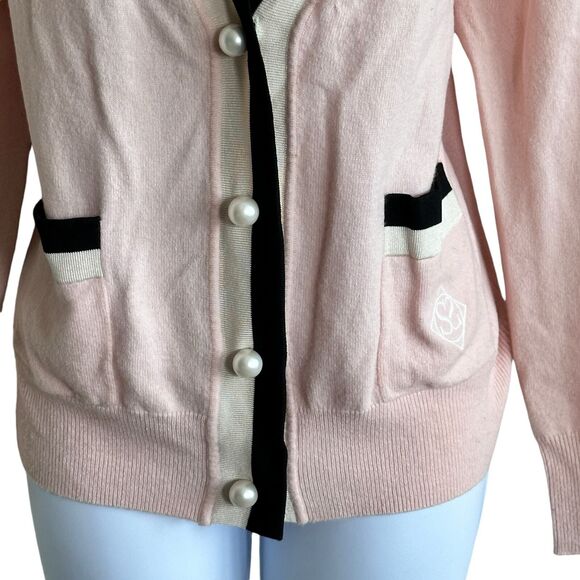 Sandro Clotilde Varsity wool cashmere blend Cardigan preppy sweater size M - Picture 7 of 14